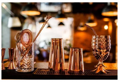 Łyżka barmańska z muddlerem 30 cm miedziana / BAR PROFESSIONAL