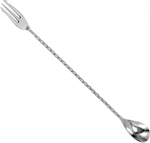 Łyżka barmańska z widelcem 40 cm stalowa / BAR PROFESSIONAL