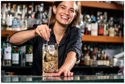 Łyżka barmańska z widelcem 40 cm stalowa / BAR PROFESSIONAL