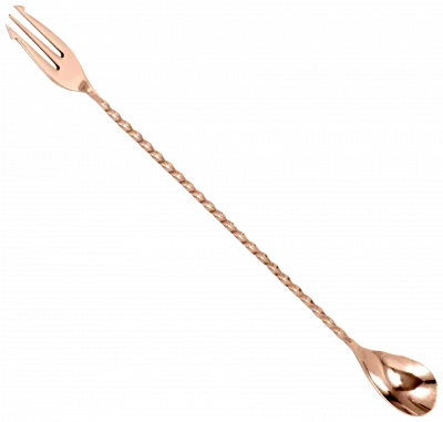 Łyżka barmańska z widelcem 50 cm złota / BAR PROFESSIONAL