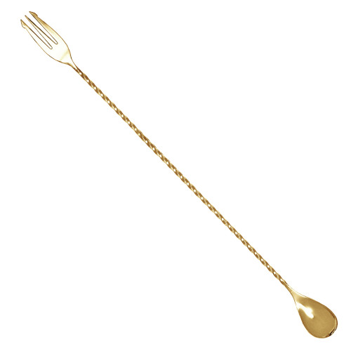 Łyżka barmańska z widelcem złota  / BAR PROFESSIONAL