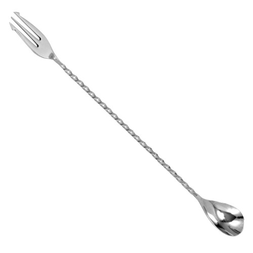 Łyżka barmańska z widelcem 40 cm stalowa  / BAR PROFESSIONAL