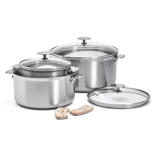 ALCHIMY LOQY Zestaw 3 garnków z pokrywkami i uchwytami / DE BUYER