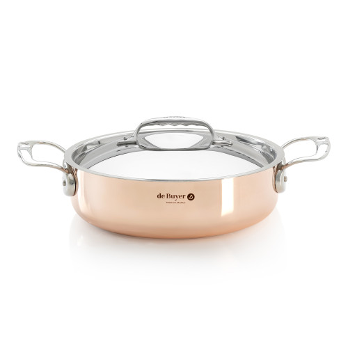 PRIMA MATERA Garnek miedziany niski z pokrywą 24 cm / DE BUYER