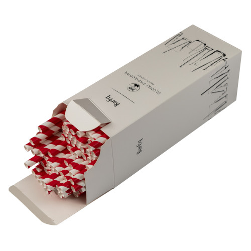 Rurki czerwone paski 8x250 (op. 100 szt)