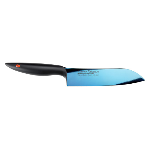 TITANIUM Nóż japoński Santoku 18 cm niebieski / KASUMI