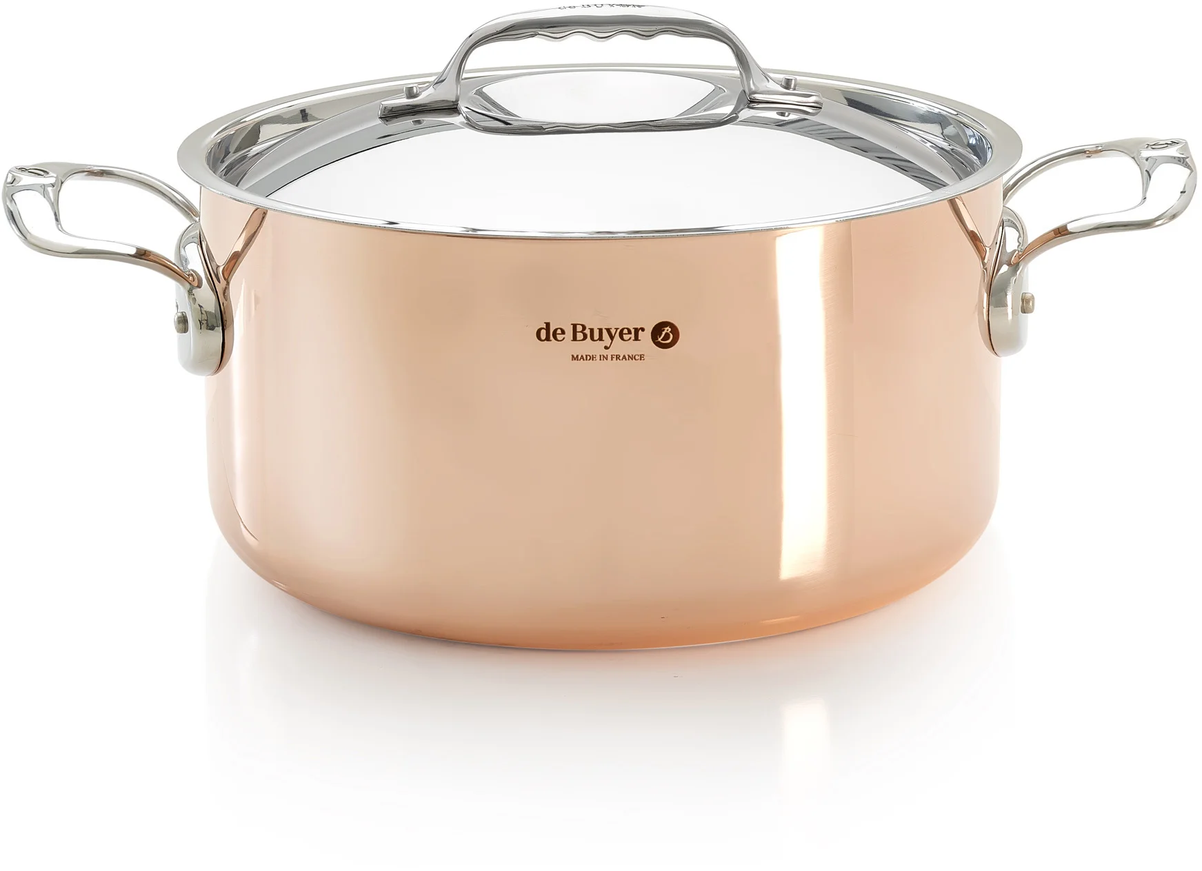 PRIMA MATERA Garnek miedziany wysoki z pokrywą 24 cm / DE BUYER