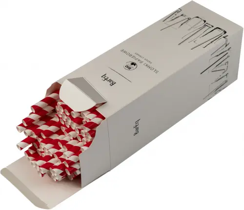 Rurki czerwone paski 8x250 (op. 100 szt)