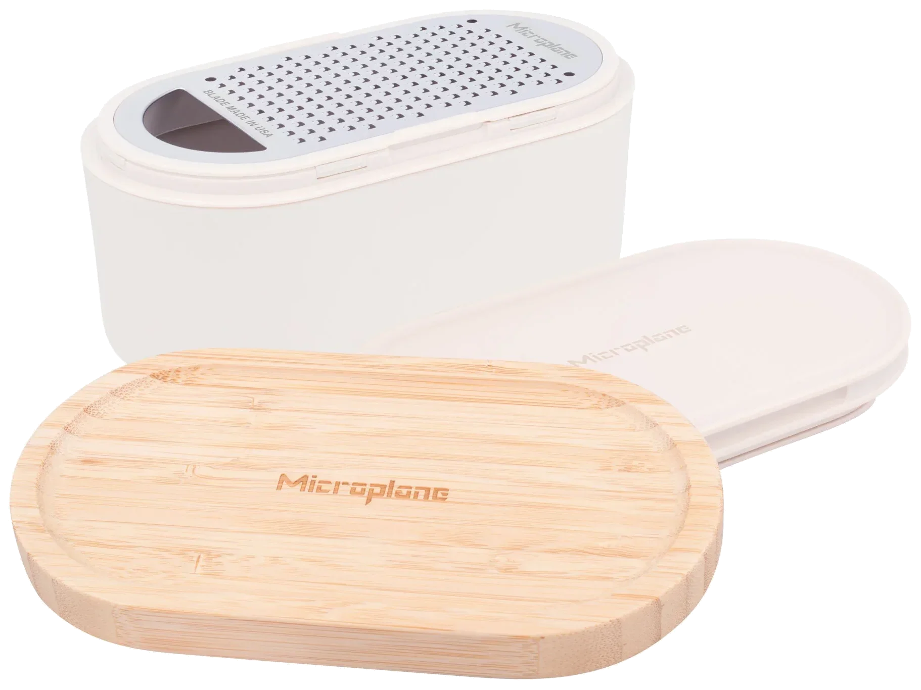 MICROPLANE Tarka z pojemnikiem i pokrywkami SPECIALTY kaszmirowa biel