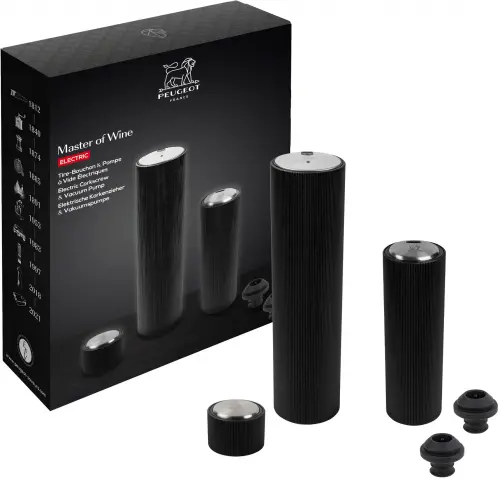 MASTER OF WINE Zestaw prezentowy Korkociąg elektryczny i pompka próżniowa / PEUGEOT