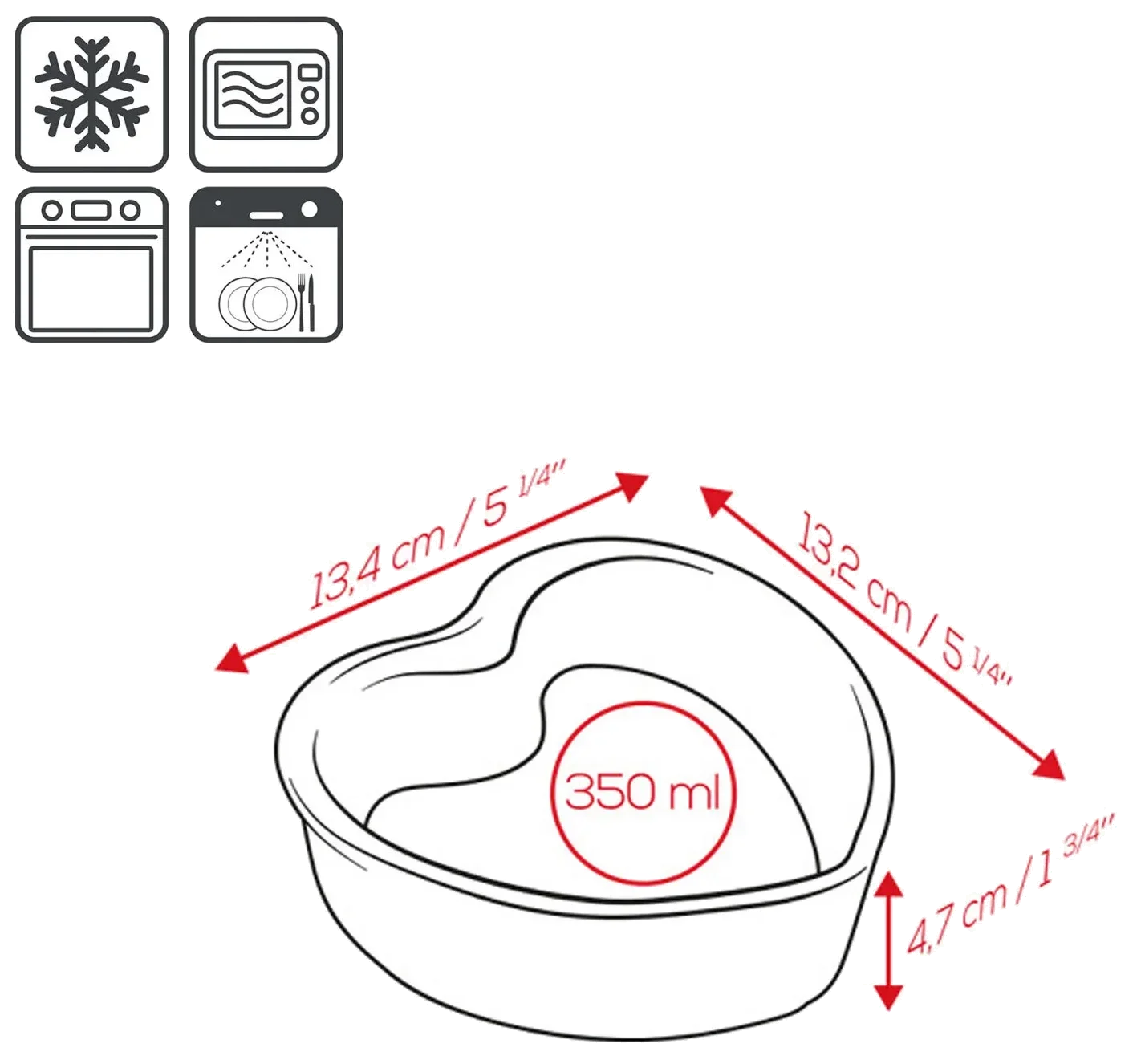 APPOLIA Ramekin serce 350 ml ( 2 szt.) czerwony / PEUGEOT