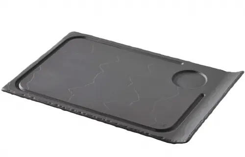 BASALT Talerz z wycięciem na kubek 33 x 22 cm czarny / REVOL