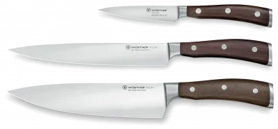 IKON Zestaw - Nóż szefa 20 cm, kuchenny 20 cm i do warzyw 9 cm / WÜSTHOF