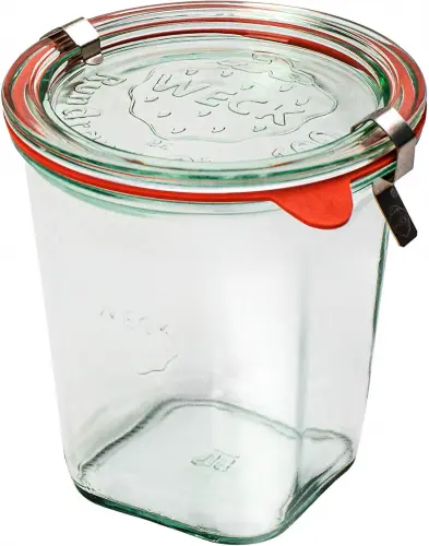 Słoik QUADRO z pokrywą, uszczelką i 2 zapinkami 545 ml op.6 szt. / WECK