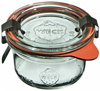 Mini słoik MINI-STURZ z pokrywką, uszczelką i 2 zapinkami 50 ml op. 12 szt. / WECK