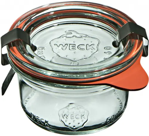 Mini słoik MINI-STURZ z pokrywką, uszczelką i 2 zapinkami 50 ml op. 12 szt. / WECK